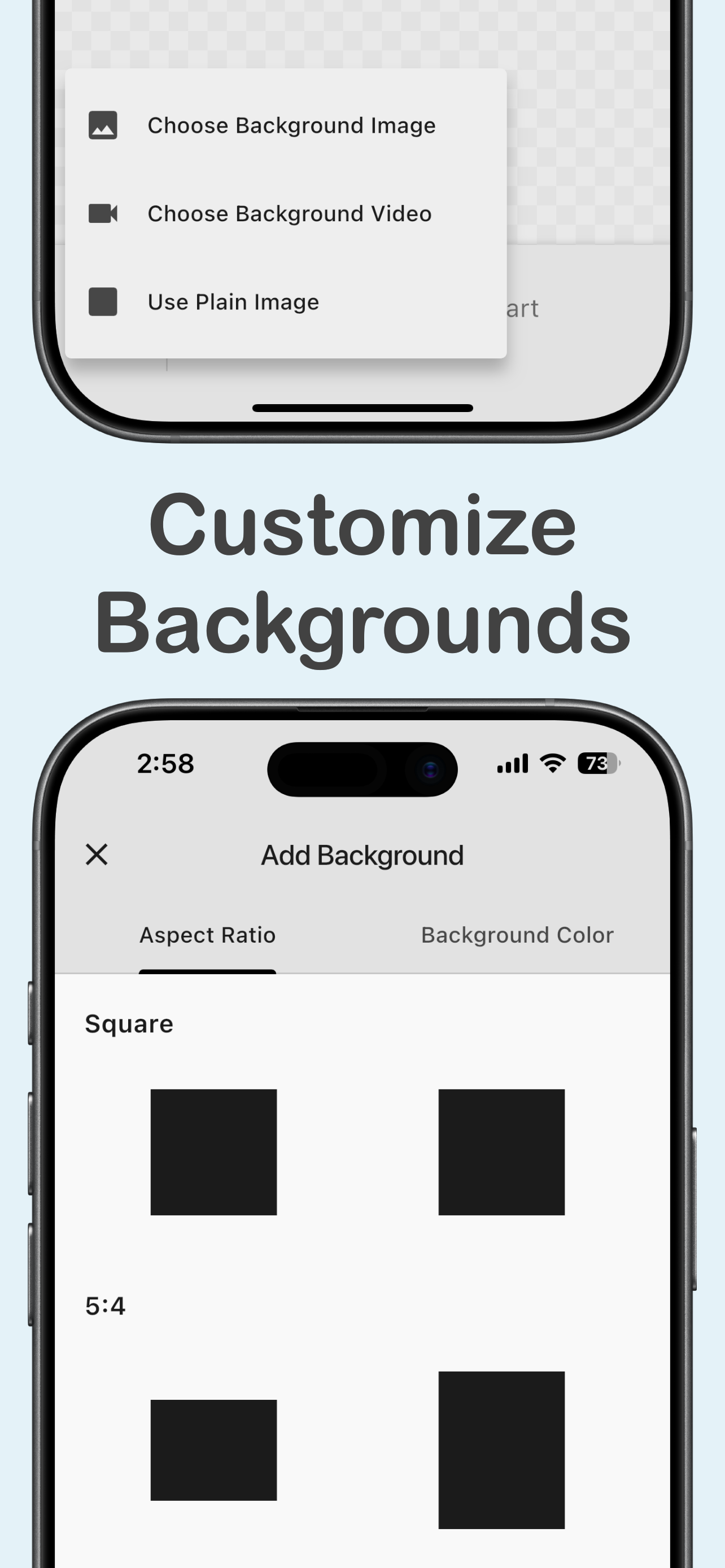 Customize backgrounds